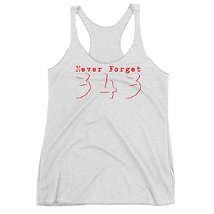 Never Forget 343 - Women's Racerback - Bombero Designs for firefighters